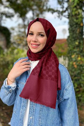 شال زرشکی زنانه پلی استر Aker - کد 929881304