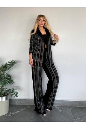 ست بالاتنه و پائین تنه مشکی زنانه بافت Bella Belluci - کد 929888862