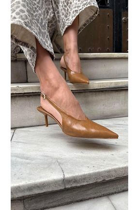 کفش پاشنه بلند کلاسیک قهوه ای زنانه چرم مصنوعی Eataly Shoes - کد 929888951