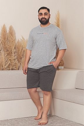ست لباس راحتی سایز بزرگ طوسی مردانه ساده Farya Home - کد 929887757