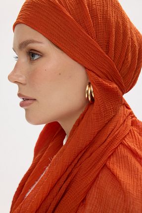 شال نارنجی زنانه پنبه ای FENZA SCARF - کد 929893693