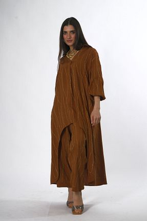ست بالاتنه و پائین تنه نارنجی زنانه بافتنی ABBRA - کد 929891641