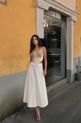 دامن سفید زنانه پارچه Lesa Wear - کد 899041835
