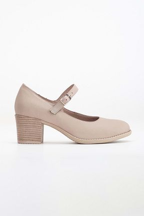 کفش پاشنه بلند کلاسیک طوسی زنانه چرم خالص ANALİN SHOES - کد 856268097