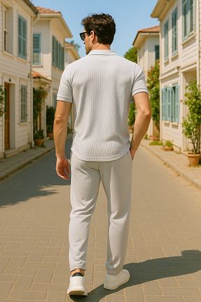 ست بالاتنه و پائین تنه طوسی مردانه بافتنی Pobudo - کد 835910357