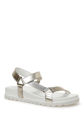 صندل طلائی زنانه پاشنه پر Nine West - کد 743484402