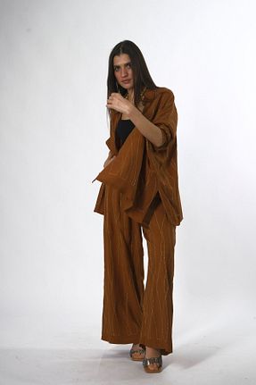 ست بالاتنه و پائین تنه بژ زنانه بافتنی ABBRA - کد 929930360