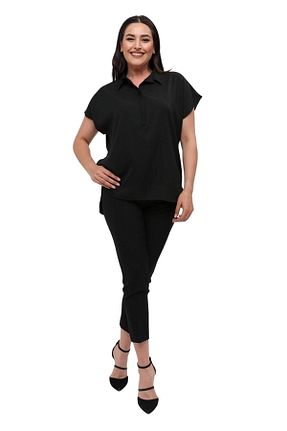 پیراهن سایز بزرگ مشکی زنانه سایز بزرگ Hanezza - کد 4837900