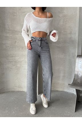 شلوار جین طوسی زنانه پاچه لوله تفنگی ÇEÇİM - کد 929929759