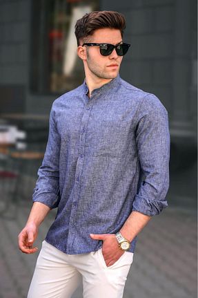 پیراهن سرمه ای مردانه Fitted Madmext - کد 284615317