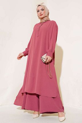 ست بالاتنه و پائین تنه حجاب صورتی زنانه رگولار YAZGI MODA - کد 929950991