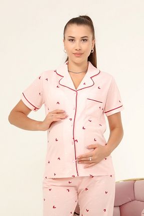 ست لباس راحتی بارداری صورتی زنانه %100 پنبه LadyMina Pijama - کد 130582041