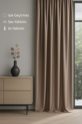 پرده زمینه قهوه ای پلی استر Monami - کد 929960424