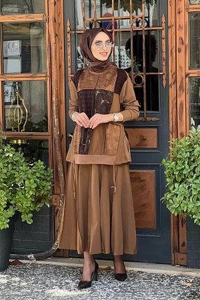 ست بالاتنه و پائین تنه حجاب قهوه ای زنانه رگولار MissWhence - کد 864127298