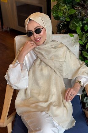 شال بژ زنانه ابریشم ipekevi - کد 929980071