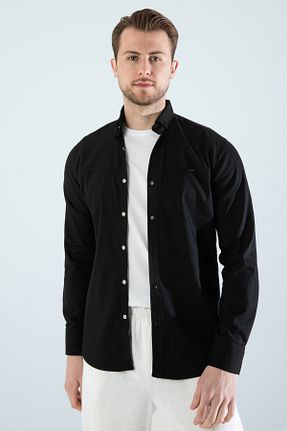 پیراهن مشکی مردانه اسلیم فیت YXC Trend Maker - کد 222765282