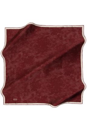 روسری زرشکی کرپ ساتن ابریشم Aker - کد 38089394