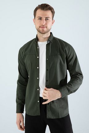 پیراهن خاکی مردانه اسلیم فیت YXC Trend Maker - کد 222765238