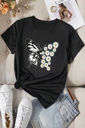 تیشرت مشکی زنانه اورسایز Trend Sizde - کد 673688111