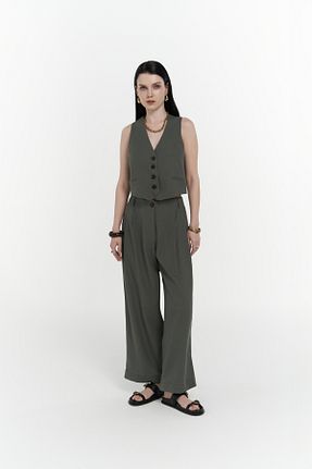ست بالاتنه و پائین تنه سبز زنانه کتان BOHEMAİ - کد 930025868