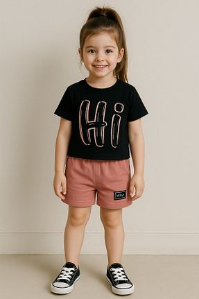 ست بالاتنه و پائین تنه مشکی بچه گانه بافت Soft kids - کد 930090598