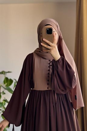 لباس حجاب قهوه ای زنانه کلوش ANDE - کد 930034021