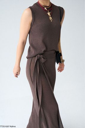 ست بالاتنه و پائین تنه قهوه ای زنانه تریکو Lupies - کد 930036801