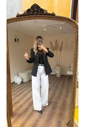 شلوار جین سفید زنانه پاچه گشاد SEVİNÇ GÜNGÖR - کد 930042586