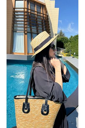 کلاه بژ زنانه حصیر Luminos Butik - کد 930043450