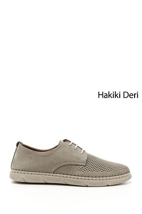 کفش کژوال بژ مردانه چرم خالص GÖNDERİ(R) - کد 930043723