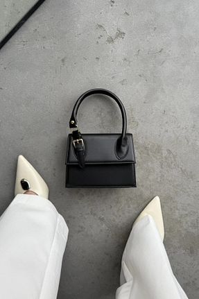 کیف دوشی مشکی زنانه چرم مصنوعی leonas - کد 930044588