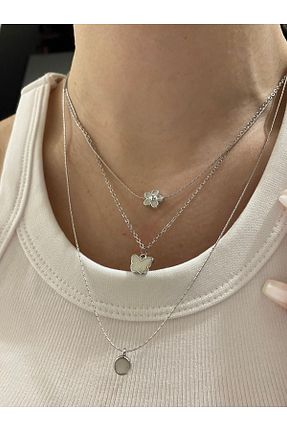 گردنبند جواهر طوسی زنانه رودیوم Fiamoss - کد 930040233
