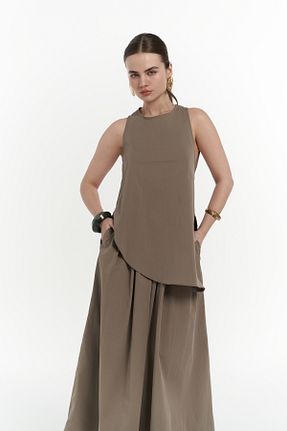 ست بالاتنه و پائین تنه خاکی زنانه MAİ COLLECTİON - کد 930045518