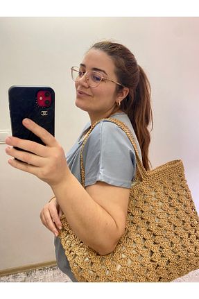 کیف دوشی قهوه ای زنانه حصیر Rabika - کد 795665184