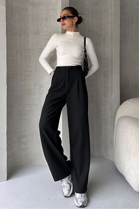 شلوار پارچه ای مشکی زنانه بلند PALAZZO - کد 659869398