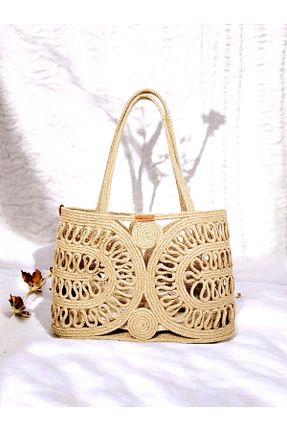 کیف ساحلی زرد زنانه حصیر COLLESSİA - کد 117365264