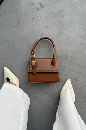 کیف دوشی قهوه ای زنانه چرم مصنوعی leonas - کد 930045888