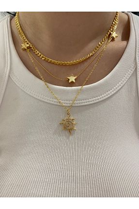 گردنبند جواهر زرد زنانه روکش طلا Fiamoss - کد 930061029