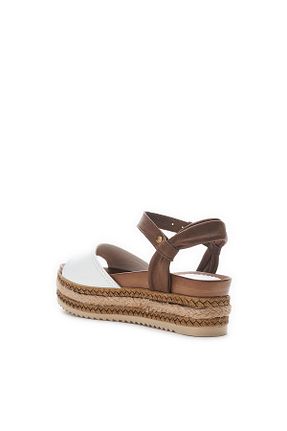 صندل سفید زنانه پاشنه پر LOS SHOES - کد 930055687