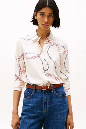پیراهن سفید زنانه یقه پیراهنی Tommy Hilfiger - کد 930219750