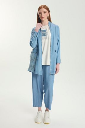 ست بالاتنه و پائین تنه حجاب آبی زنانه رگولار Zühre - کد 930066354