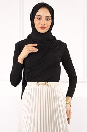 بلوز حجاب مشکی زنانه رگولار İmajButik - کد 651539519
