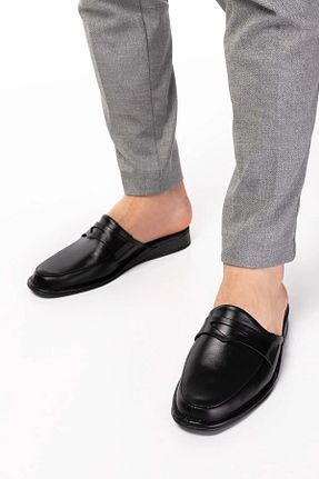 دمپائی خانگی مشکی مردانه چرم خالص Akgün Terlik - کد 930068563