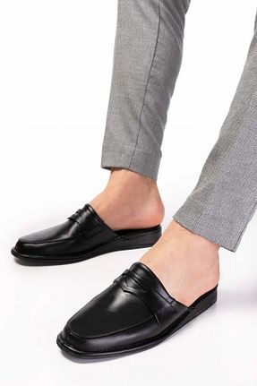 دمپائی خانگی مشکی مردانه چرم خالص Akgün Terlik - کد 930068563