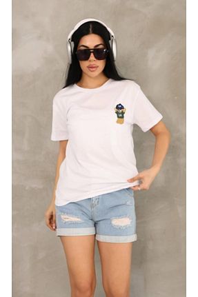 تیشرت سفید زنانه گشاد ButikSN collection - کد 930070025