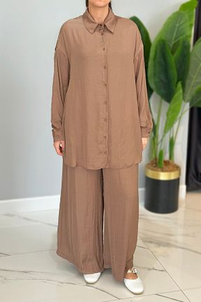 ست بالاتنه و پائین تنه حجاب قهوه ای زنانه رگولار Ceremony - کد 930072108