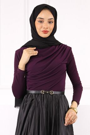 بلوز حجاب بنفش زنانه رگولار İmajButik - کد 838298416