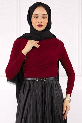 بلوز حجاب زرشکی زنانه رگولار İmajButik - کد 838295904