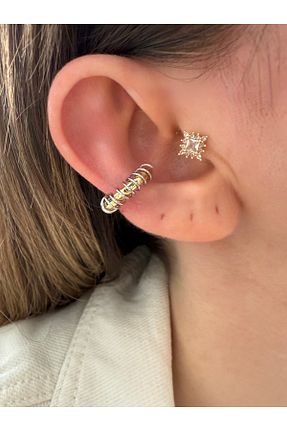 گوشواره غضروفی جواهر زرد زنانه برنجی Pinery Jewels - کد 929219910