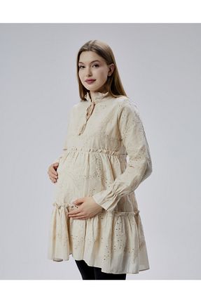 تونیک بارداری بژ زنانه بافتنی LİYACA - کد 930108166